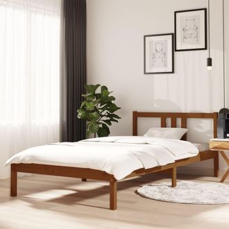 vidaXL Estructura Cama Sin Colch&oacute;n Madera Maciza Marr&oacute;n Miel 100x200cm Vidaxl