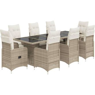 vidaXL Set De Mesa Y Sillas De Jard&iacute;n 5 Pzas Y Cojines Rat&aacute;n Pe Beige Vidaxl