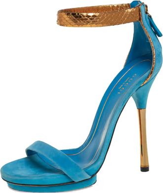 Gucci Sandali Kelis in pelle scamosciata 125mm - Blu