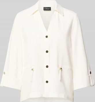 s.Oliver Black Label Regular Fit Kurzblazer mit Viskose-Anteil in Weiss, Gr&ouml;&szlig;e 34