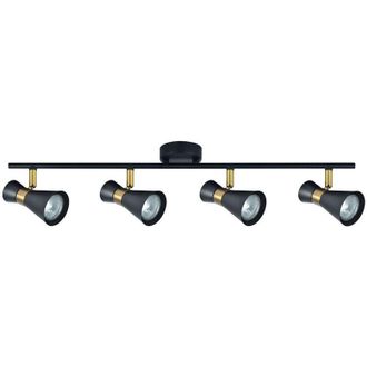 Fabrilamp Regleta De 4 Focos Para Ba&ntilde;o Modelo Maximo Negro-cuero