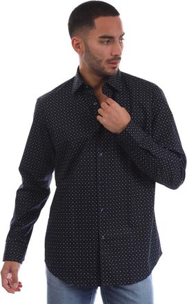 HUGO BOSS Mens Joe Collared Neck Long Sleeve Oxford Shirt in Dark Blue - Size 15 inch