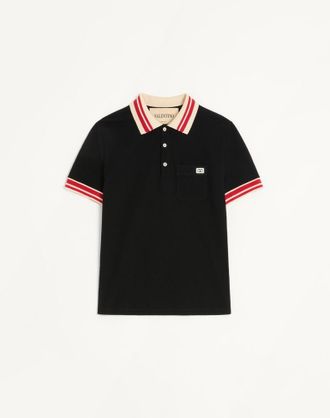 Valentino Cotton Piqu&eacute; Polo Shirt With VLogo Patch