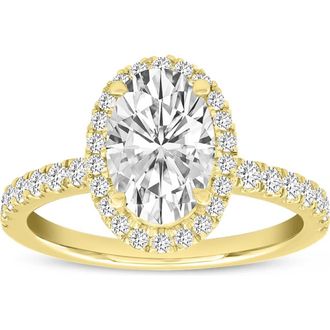 LuvMyJewelry Laurentia 14K Yellow Gold Oval Lab Grown Diamond Halo Engagement Ring - 1.95 Ct at Nordstrom, Size 6.5