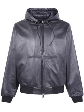 Giorgio Brato Nappa Leather Oversized Hooded Bomber Jacket