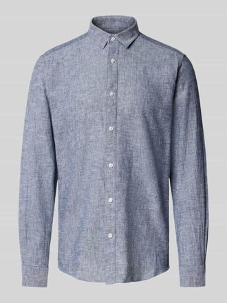 Only & Sons Slim Fit Leinenhemd mit Kentkragen Modell CAIDEN in Blau, Größe S