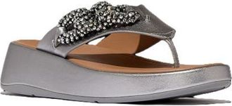 FitFlop F Mode Beaded Chain Toe Post Sandals in Silvereen at Nordstrom, Size 10