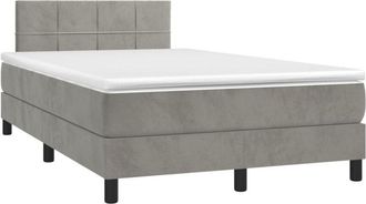 vidaXL Vidaxl - Cama Box Spring Colch&oacute;n Y Led Terciopelo Gris Claro 120x200 Cm