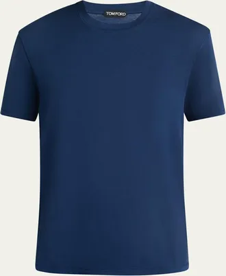 Tom Ford Mens Lyocell-Cotton Crewneck T-Shirt