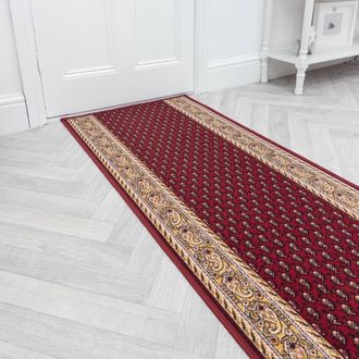 Runrug Hallway Runner Rug - Non-Slip, Hardwearing, 5.4mm - Acni in Red | Size: 100 cm x 240 cm