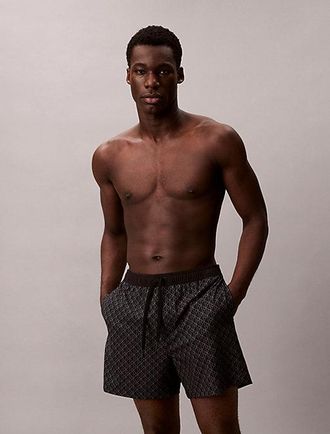 Calvin Klein All-Over Logo Drawstring Swim Shorts - CK Icon