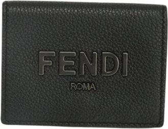 Fendi Pre-owned Compact Trifold Wallet Grained Calfskin - Dames - Vintage Accessoires - Zwart - ONE Size - Leer - Vintage