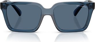 A|X Armani Exchange 56mm Square Sunglasses in Shiny Blue /Dark Blue at Nordstrom