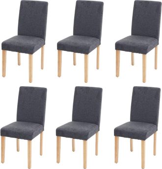 Hhg Hhg - Nunca Usado] Lote De 6 Sillas De Comedor Silla De Cocina Littau, Textil, Gris Antracita, Patas Claras