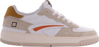 D.A.T.E. Torneo Pure Calf Sneakers in White and Yellow
