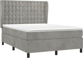 vidaXL Vidaxl - Cama Box Spring Con Colch&oacute;n Terciopelo Gris Claro 140x190 Cm
