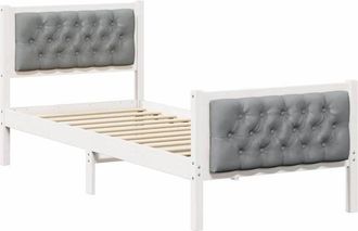 vidaXL Bed Frame with Headboard Light Grey 75 x 190 cm Solid Pine Wood vidaXL