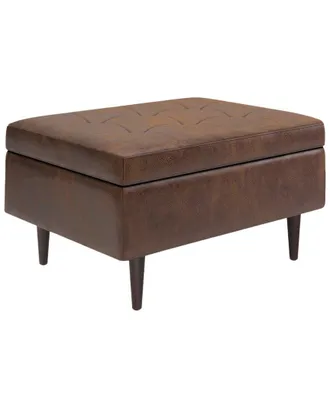 Simpli Home Shay 34In Mid Century Modern Small Rectangle Coffee Table Storage Ottoman