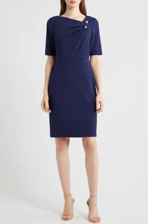 Anne Klein Bar Pin Sheath Dress in Deep Navy at Nordstrom, Size 14P