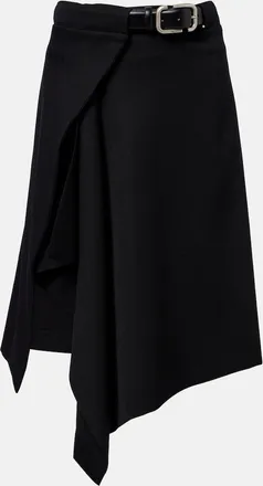 The Attico Asymmetric virgin wool wrap skirt