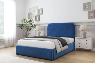Comfort Beds Diana Plush Bed Frame - 45 Upholstered Headboard in Blue | Size: Single