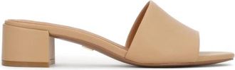 Kazar Leren Muiltjes met Brede Hak - Dames - Muiltjes - Beige - 38 EU - Leer - Schoenen
