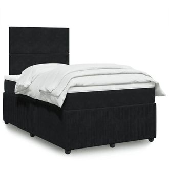 vidaXL Cama Box Spring Con Colch&oacute;n Terciopelo Negro 120x190 Cm Vidaxl
