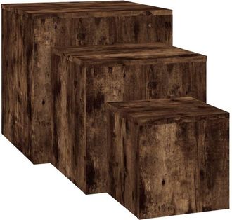 vidaXL Side Tables 3 pcs Smoked Oak Engineered Wood Vidaxl