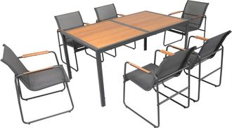 Concept Usine Conjunto de muebles de jard&iacute;n de 6 plazas: antracita y madera