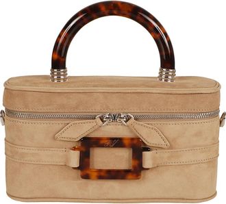 Roger Vivier Stijlvolle Vanity Mini Handtas - Dames - Handtassen - Bruin - ONE Size - Su&egrave;de - Tassen