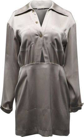 Nanushka Cutout Shirt Dress in Taupe Triacetate Polyester