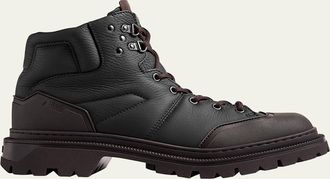 Berluti Mens Brunico Deerskin Lug-Sole Lace-Up Boots