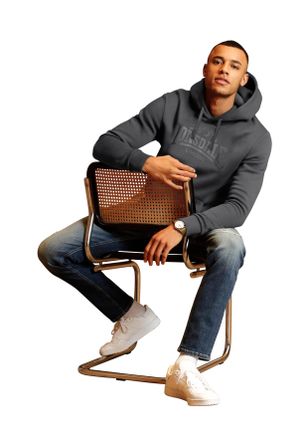 Lonsdale Kapuzensweatshirt LONSDALE GOSPORT, Herren, Gr. 3XL, anthrazit, schwarz, angeraute Sweatware, Obermaterial: 60% Baumwolle, 40% Polyester, schmal kurz,