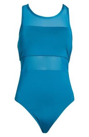 Nike V-Back One-Piece Swimsuit in Green Abyss at Nordstrom Rack, Size X-Small