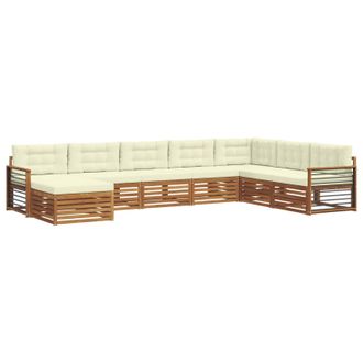 vidaXL Conjunto De Sof&aacute;s De Exterior Con Coj&iacute;n 8 Pcs Natural Y Crema Vidaxl