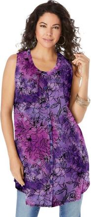 Roaman's Sleeveless Angelina Tunic in Lavender Tie Dye Floral at Nordstrom, Size 36