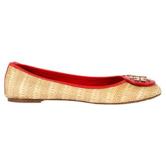 Tory Burch Tory Burch Pre-owned Womens Reva Ballet Flats in Beige Straw Hemp - Size UK 6.5