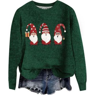 Generic Christmas knit Sweatshirt for Women Winter Long Sleeve Christmas Cute Graphic Casual Warm Sweater Crew Neck Pullover Tops Christmas Sweatshirt for Wom