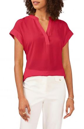 Chaus Split Neck Georgette Blouse in Passion Fruit at Nordstrom, Size Large