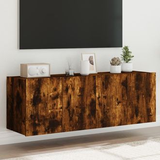 vidaXL Vidaxl - Muebles Tv De Pared Luces Led 2 Uds Roble Ahumado 60x35x41 Cm