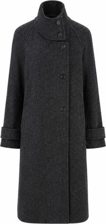 Pomandere Turtleneck Virgin Wool-Blend Asymmetric Trench Coat
