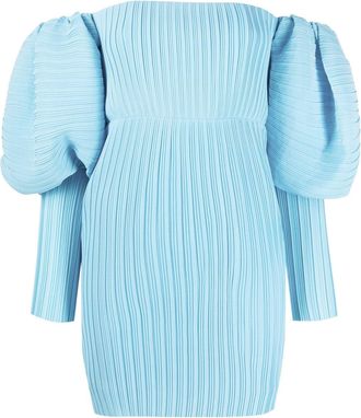 Solace London Skye pleated minidress - women - Polyester/Polyester/Spandex/Elastane - 12 - Blue