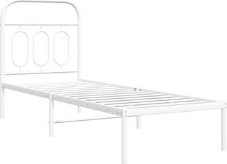 vidaXL Estructura cama sin colchón con cabecero metal blanco 75x190 cm Vidaxl