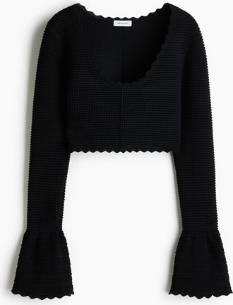 H&M Shirt in Strukturstrick - Schwarz