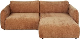 Maisons du monde Sof&aacute; cheslong (&aacute;ngulo derecho) 3/4 plazas de tela aterciopelada marr&oacute;n