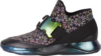 Christopher Kane Leather-trimmed Floral-jacquard Buckle Sneakers Size 39.5