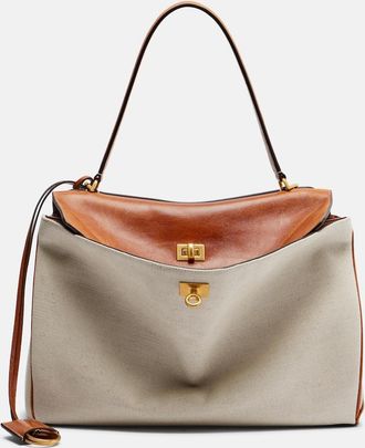 Balenciaga Rodeo Medium leather-trimmed canvas top-handle bag