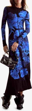 Desigual Floral Print Long Sleeve Dress in Dark Blue at Nordstrom, Size X-Large