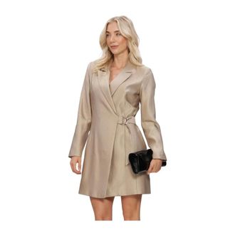 Freebird by Steven Dida Blazer Jurk - Dames - Jurken - Beige - Maat: XL Leer