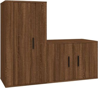 vidaXL Vidaxl - Set De Muebles Para Tv 2 Pzas Madera Contrachapada Roble Marr&oacute;n